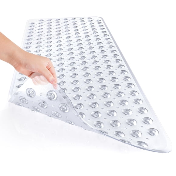 Alfombrilla de ducha AmazerBath antideslizante con ventosas, 100 x 40 cm, transparente