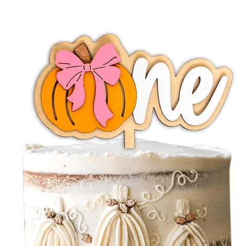 Cake Topper Upfirst Wooden Pumpkin One, Tema De Halloween