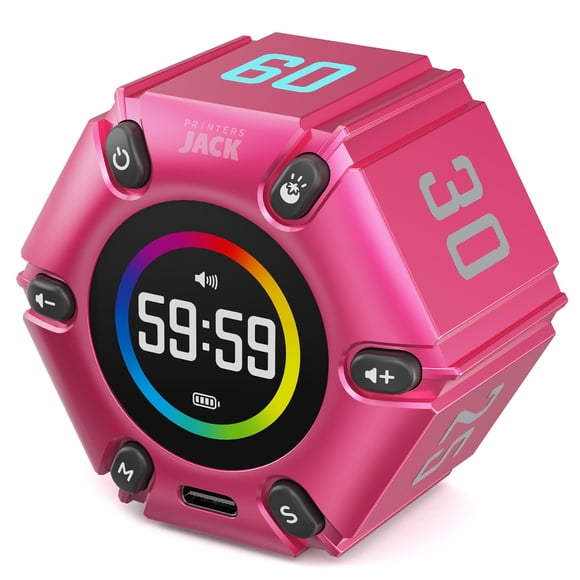 Temporizador Pomodoro Printers Jack Cubo de Productividad Rosa Fucsia
