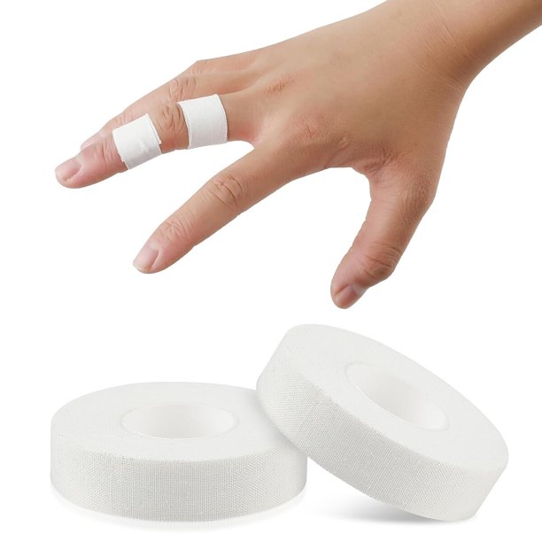 COMNICO Finger Tape, cinta blanca extrafuerte para dedos, 0,6 pulgadas x 32 pies, paquete de 2 rollos