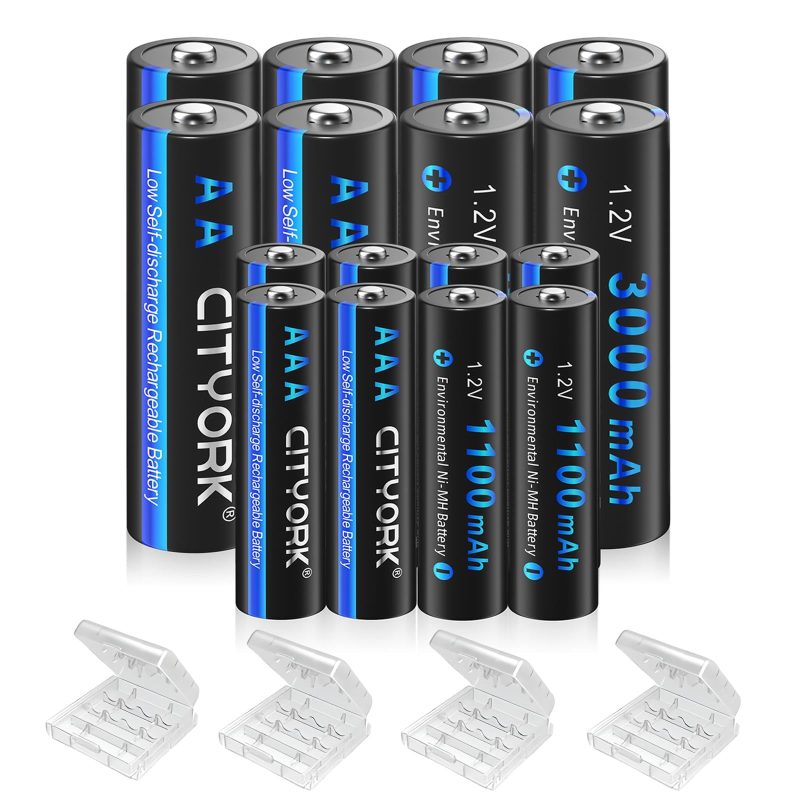 Baterías Recargables Cityork Aa 3000mah X8 Y Aaa 1100mah X8