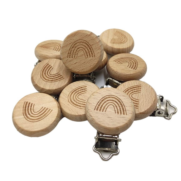 Pinzas para chupete ARAKIERST de madera de haya, 10 piezas, forma de animal
