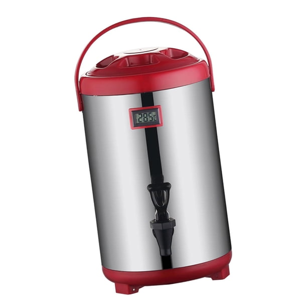 Cubo de leche dispensador de bebidas frías y calientes cubo aislado de jugo de grano de café de acero inoxidable 304 de doble capa para café barbacoa rojo