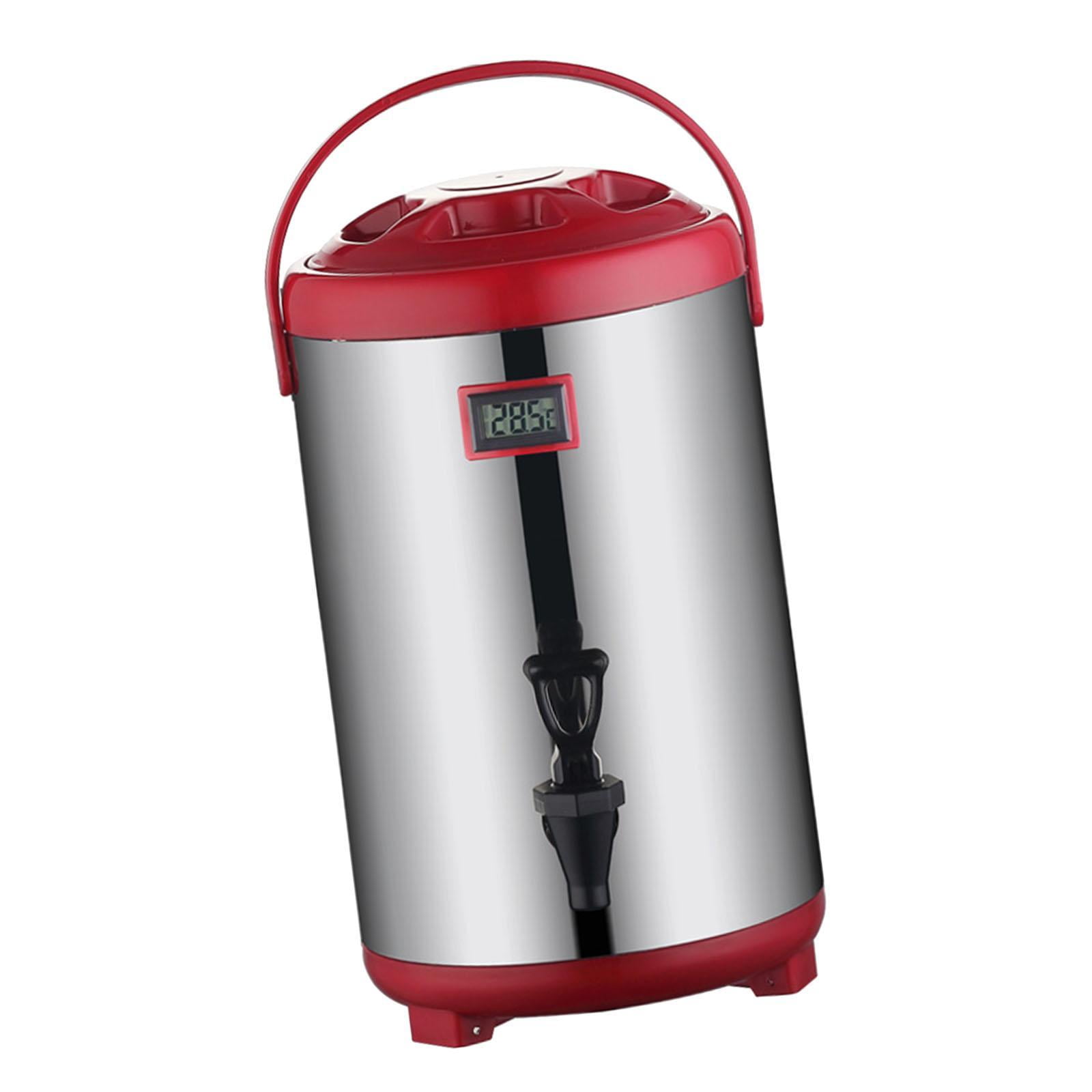 Magideal - Cubo De Leche Dispensador De Bebidas Frías Y Calientes Cubo Aislado De Jugo De Grano De Café De Acero Inoxidable 304 De Doble Capa Para Café Barbacoa Rojo