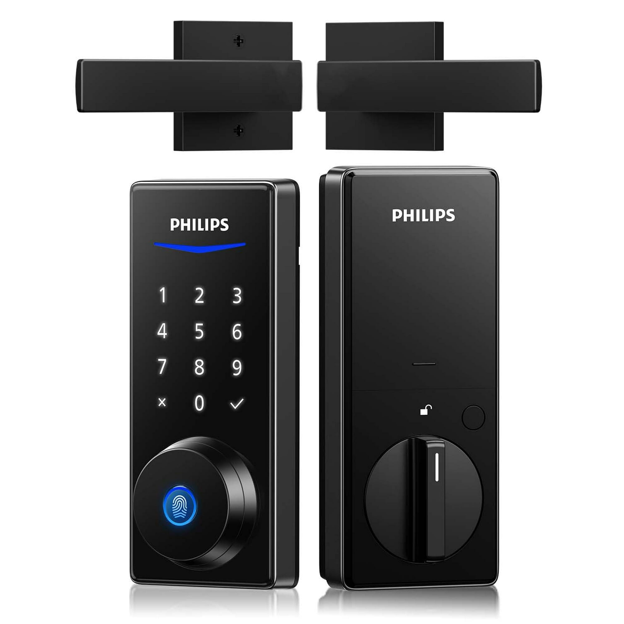 Set De Cerraduras Con Huella Digital Philips Serie 1000 Con 2 Manijas