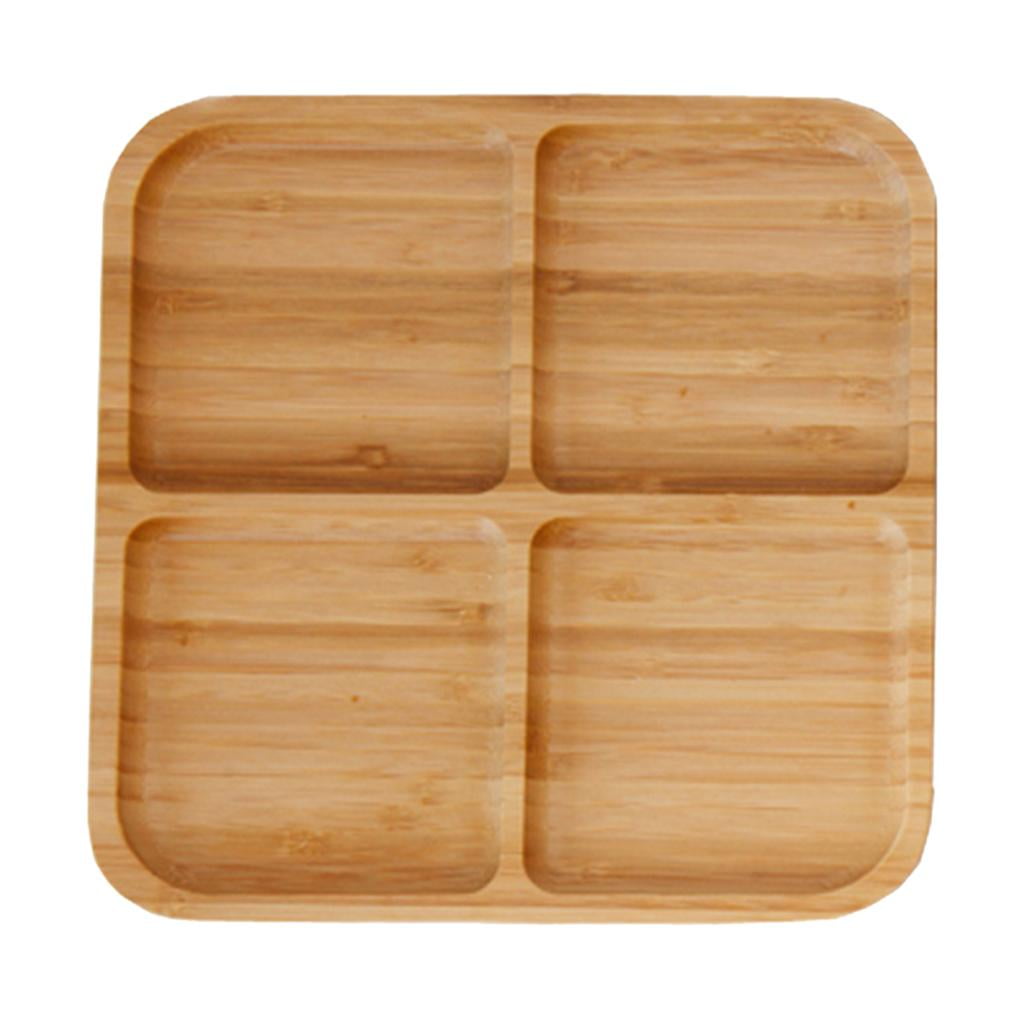 Fiocias - Creatividad Dividida Bambú Cuadrado Cuencos Platos Vajilla Infantil Cuadrado S