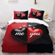 thumbnail image 1 of Couple's Bedding in Red and Black with Heart Pattern and "Me You" Print Romantic Bedroom Decor, 1 of 1