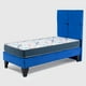 thumbnail image 2 of Cama Europea AF Tap-Blanca + Respaldo Zeus 1.5 PL Felpa Azul, 2 of 4