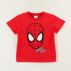 Polera Manga Corta Niño Rojo Spiderman Face Marvel