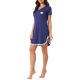 thumbnail image 4 of Vestido de Dormir con Estampado de Corazones para Mujer INSPIRE CHIC Cuello en V Manga Corta con Encaje Azul, 4 of 6