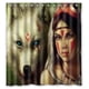 thumbnail image 1 of Cortina de ducha con diseño de chica, guerrero, lobo y lanza, con ganchos, tamaño 66 x 72 pulgadas, 1 of 3
