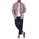 thumbnail image 2 of INSPIRE CHIC Camisas de Hombre de Manga Larga Ajustadas con Botones y Bolsillo 2XL Burdeos a Cuadros de Colores Contrastantes, 2 of 7