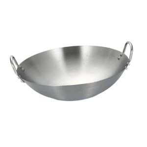 Bothyi - Sartén Wok De Acero Inoxidable Con Fondo Plano Plateado Para Guisar, Freír Y Cocinar Por Inducción, Diámetro 26 Cm