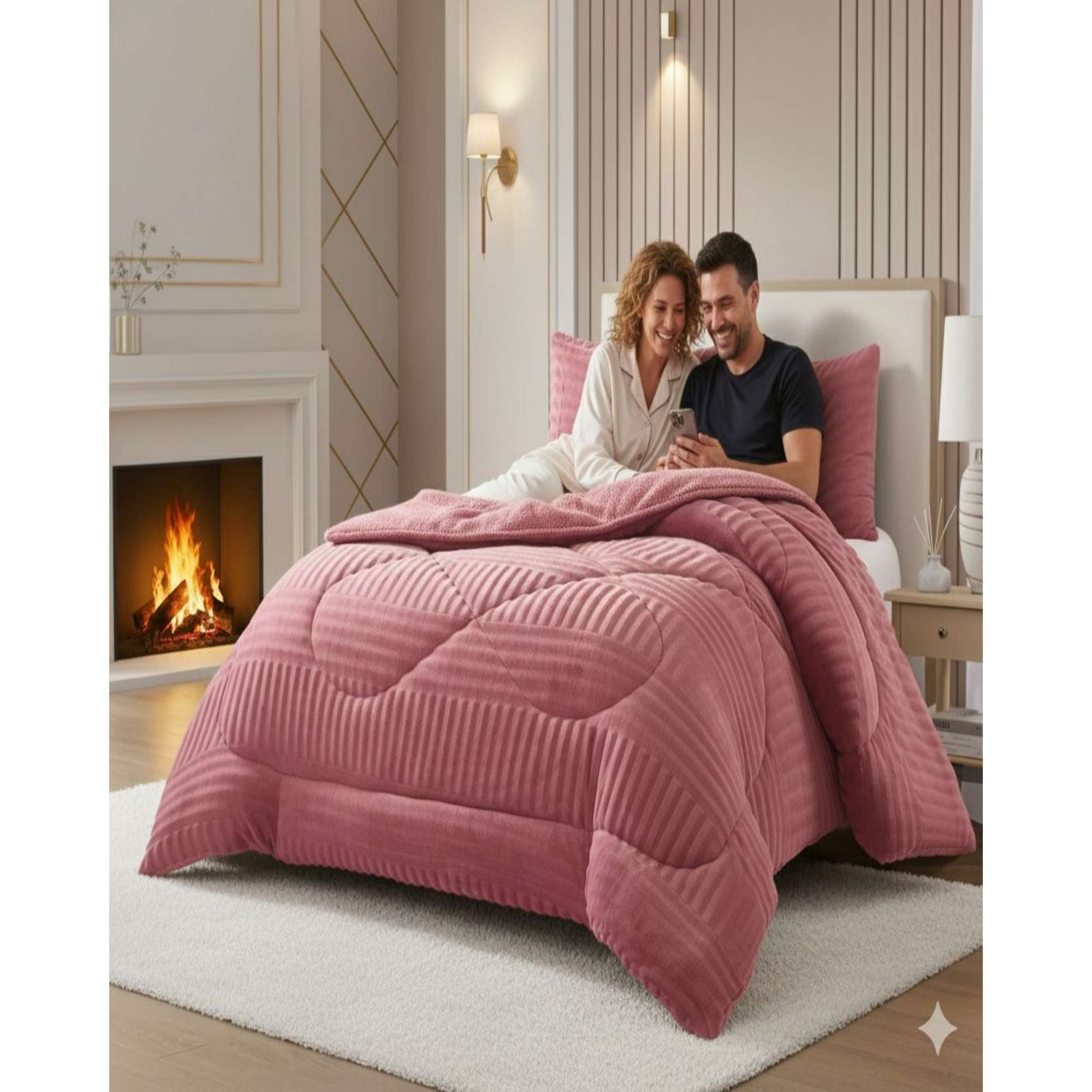 Mylhogar - Cubrecama King Sherpa Chiporro Invierno Extra Suave Premium