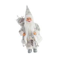 Magideal - Figura De Papá Noel De Pie Para Navidad, Colección De Figuras De Papá Noel, Adorno De Escritorio, Decoración Navideña Para Escritorio, Estante Festivo Sostenga La Campana De Plata