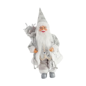 Magideal - Figura De Papá Noel De Pie Para Navidad, Colección De Figuras De Papá Noel, Adorno De Escritorio, Decoración Navideña Para Escritorio, Estante Festivo Sostenga La Campana De Plata