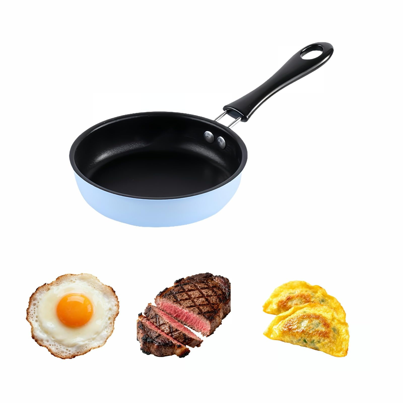 Sartén Fanbodta Mini Antiadherente Con Forma De Huevo, 12 Cm, 5 Capas, Azul