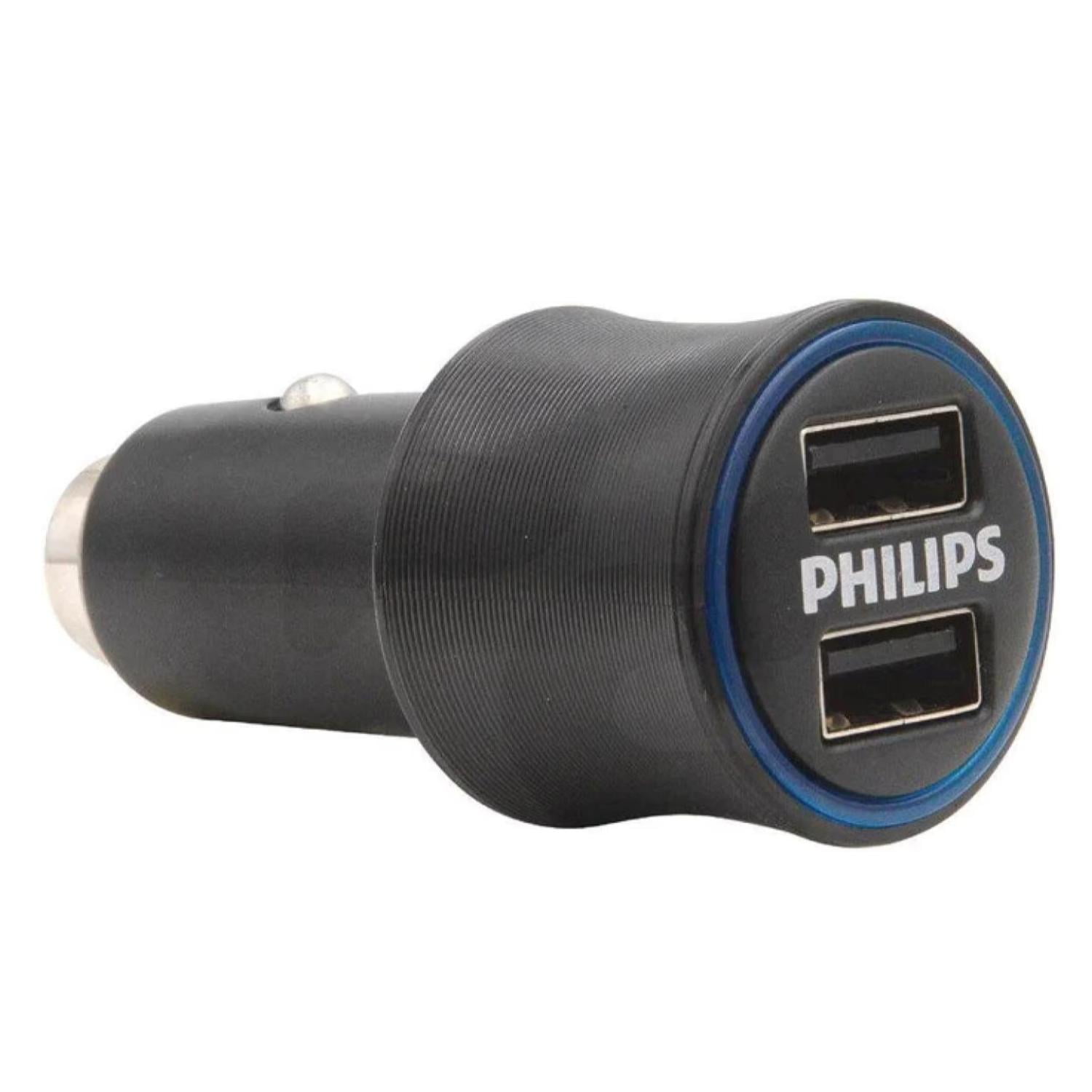 Philips - Cargador Auto Doble Usb Carga Rapida Usb Lightning
