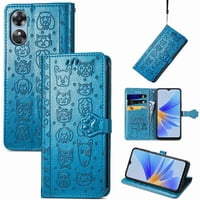 Funda Cartera Foxdock Para Oppo A17 , Flip Pu Con Relieve De Gatos Y Perros, Tarjetero Y Soporte