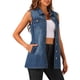 thumbnail image 4 of INSPIRE CHIC Chaleco de Mezclilla para Mujer sin Mangas con Botones de Largo Medio Casual Chaleco de Jean Azul Oscuro L, 4 of 6