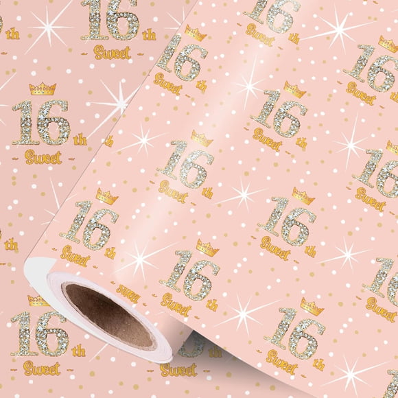 Papel de regalo Vichona 43 cm Oro rosado Sweet 16