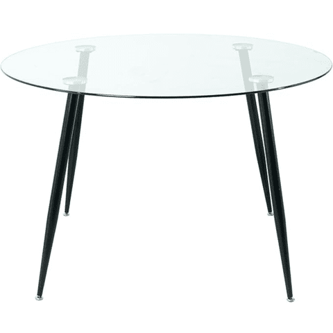 Oh! Mi Hogar ® - Mesa Lyon Redonda De Vidrio Base Negro 100Cm