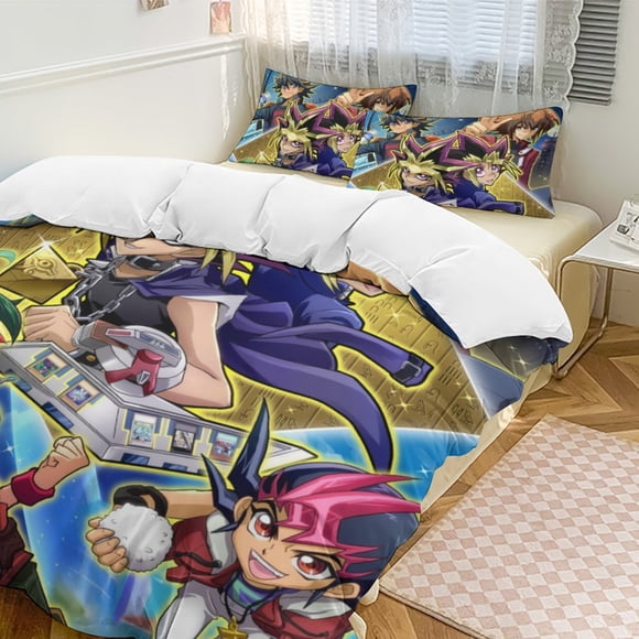 Yu-Gi-Oh 3-Piece Bedding Set Warm And Comfortable Soft Duvet Cover Bed Set for Boys Girls Kids Adult Bedroom All Season