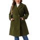 thumbnail image 1 of Abrigos largos de invierno para mujer de talla grande de Agnes Orinda con solapa de muesca y doble botonadura, gabardina 2X verde militar, 1 of 6