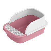 Magideal - Caja De Arena Para Gatos, Bandeja De Arena Para Mascotas De Cara Alta, Bandeja Para Arena Para Gatitos, Orinal Semicerrado, Orinal Duradero Antisalpic , Rosa, L
