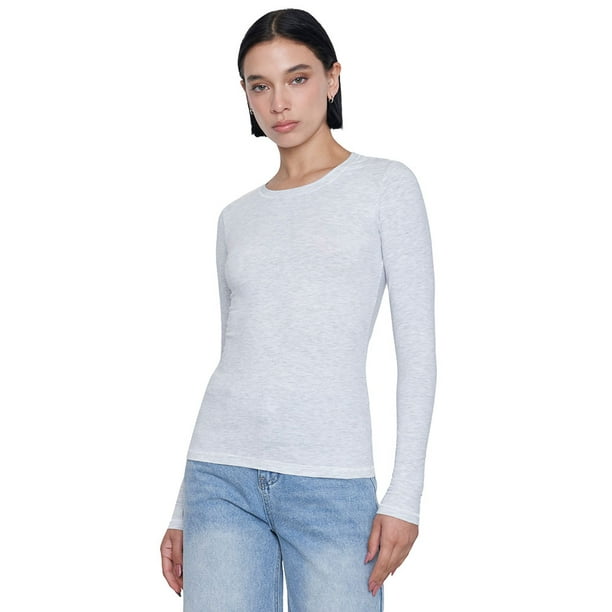 Polera Mujer M/L Cuello Redondo Gris Corona