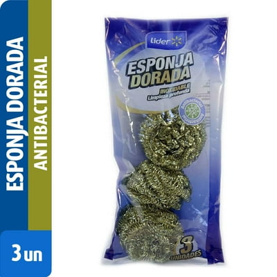 Esponja Dorada Antibacterial Bolsa 3 Un Lider