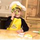 thumbnail image 5 of Gorro de chef Curious Chef para niños, amarillo y naranja, 5 of 7