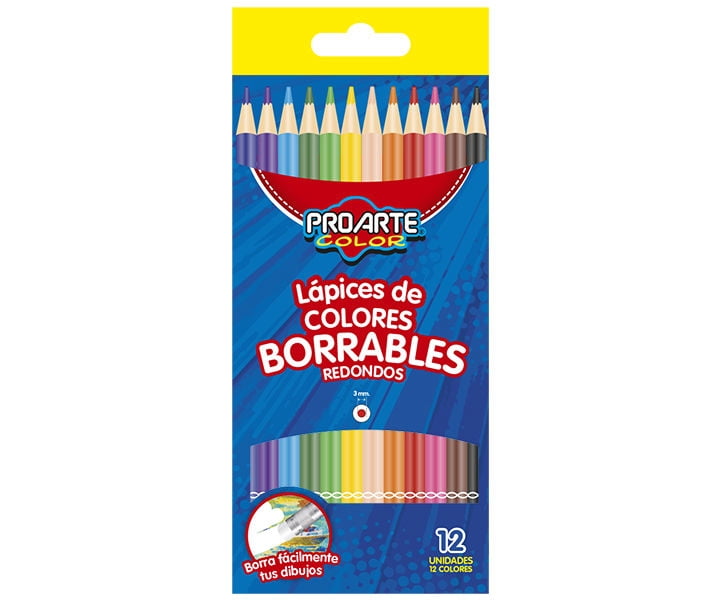 Lapices De Color Borrables 12 Unid Proarte