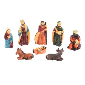 Magideal - Juego De Estatuillas De Belén Navideño De 8 Piezas, Decoración De Resina Hecha A Mano, Decorativa, Estatua De Navidad, Adorno Del Nacimiento De Jesús