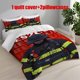 thumbnail image 1 of 3pcs Firefighter Design Themed Printed Bedding Set Duvet Cover and Pillowcases, 1 of 5