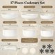thumbnail image 2 of Juego de utensilios de cocina SODAY, 17 unidades, antiadherentes con mango desmontable, color blanco, 2 of 3