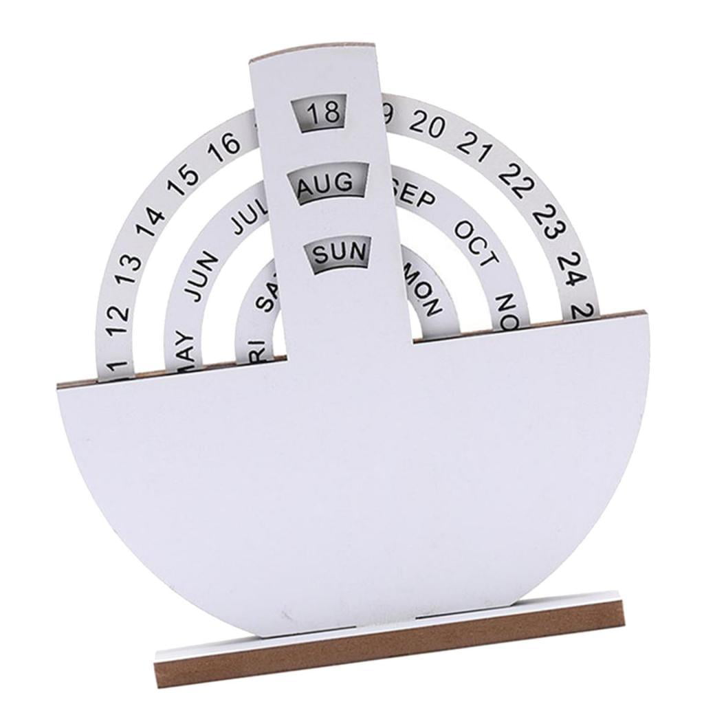 Magideal - Calendario Giratorio De Madera, Adorno Decorativo, Colección, Escultura De Madera, Manual, Giratorio, Reutilizable, Versátil, Bricolaje, Calendario De Semicírculo