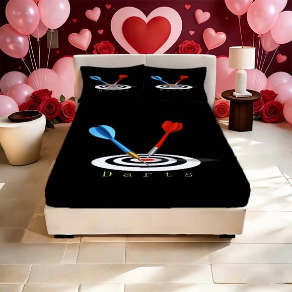 Dart Target Printed Fitted Sheet Set Stylish yet Cozy and Romantic Suitable for All Seasons! Ideal for Family and Friends Perfect as a Holiday or Party Gift Inc