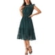 thumbnail image 4 of INSPIRE CHIC Vestido de Mujer de Gasa Sin Mangas con Cintura Fruncida y Estrellas Metálicas Doradas para Fiesta Verde Oscuro Talla L, 4 of 6