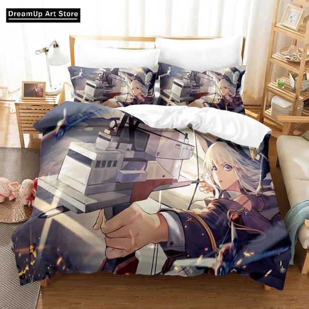 Azur LaneBedding Set Cute Quilt Cover Bed Cover With Pillowcase Boys Adult