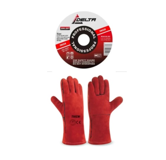 Metalfer - Guantes Soldador Rojo + Regalo Disco De Corte 4 1 2 1Mm Rojo