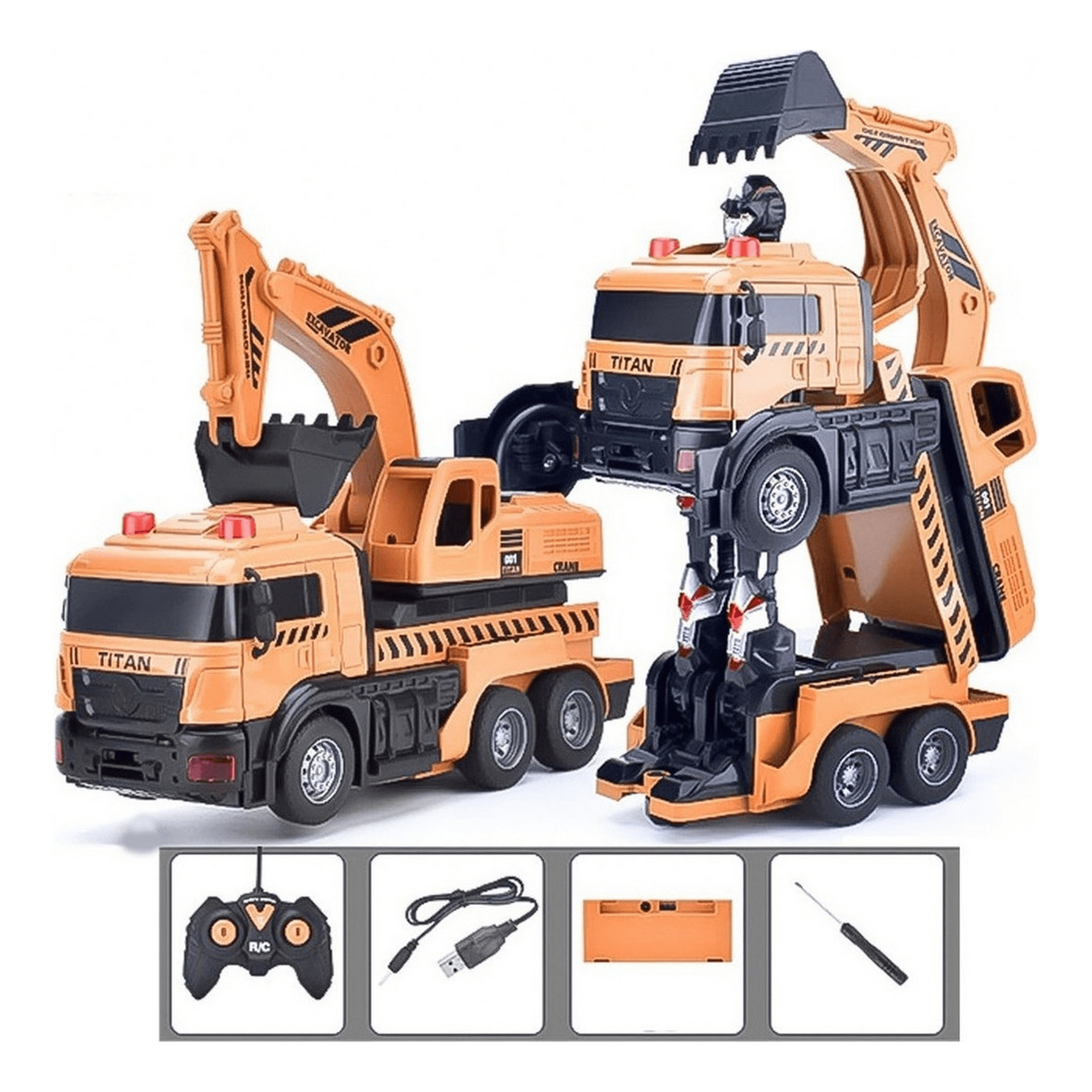 Genérico - Auto A Control Remoto Transformer Robot Excavadora Camion