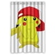 thumbnail image 1 of Cortina de ducha de baño con diseño de Pikachu y sombrero rojo de Pokémon de dibujos animados, juego de cortinas con ganchos, tamaño 48 x 72 pulgadas, 1 of 3
