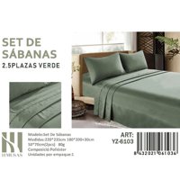 Todostore - Set De Sabanas King Color Verde 150 Hilos + 2 Funda De Almohada