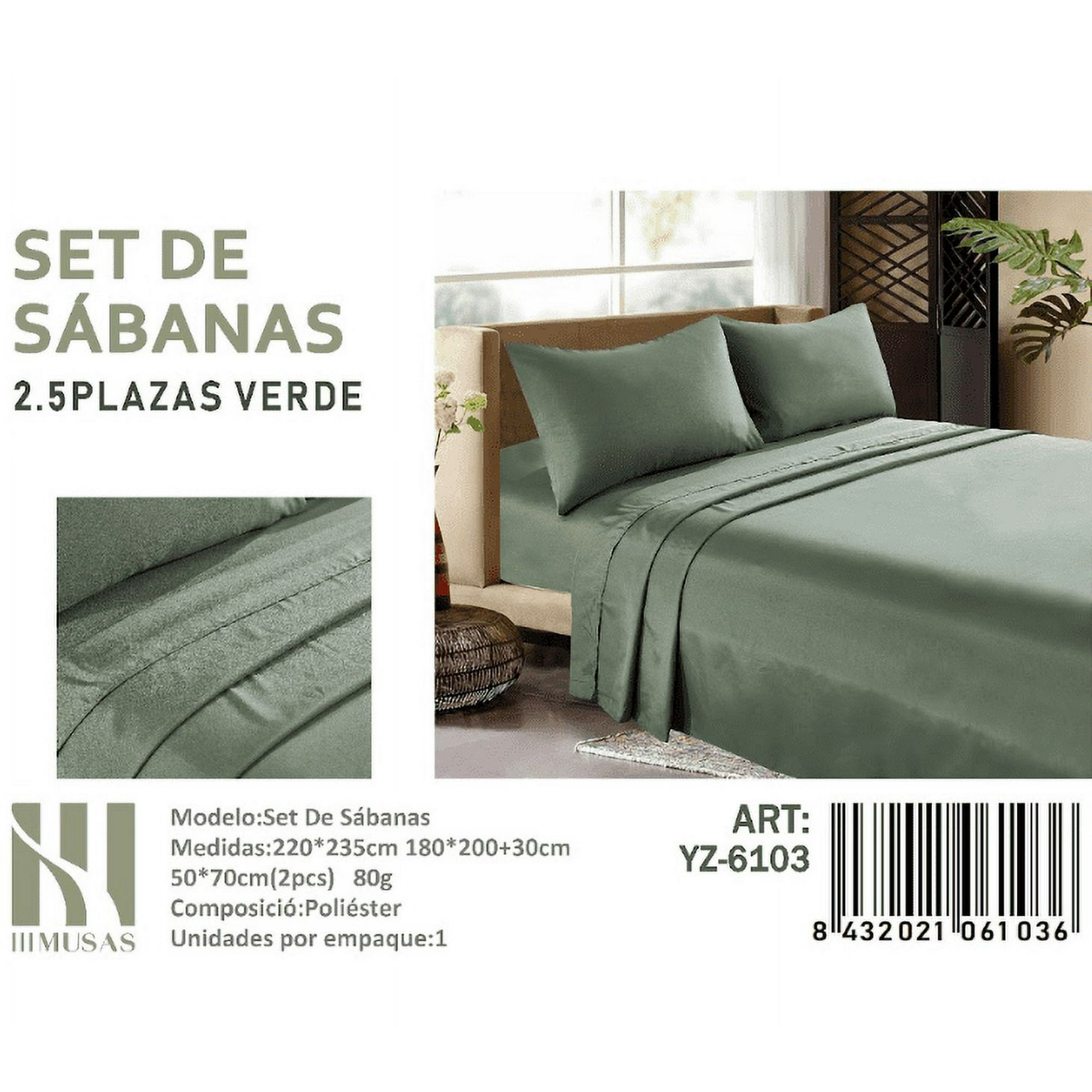 Todostore - Set De Sabanas King Color Verde 150 Hilos + 2 Funda De Almohada