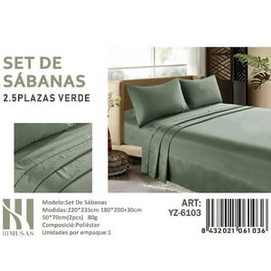 Todostore - Set De Sabanas King Color Verde 150 Hilos + 2 Funda De Almohada