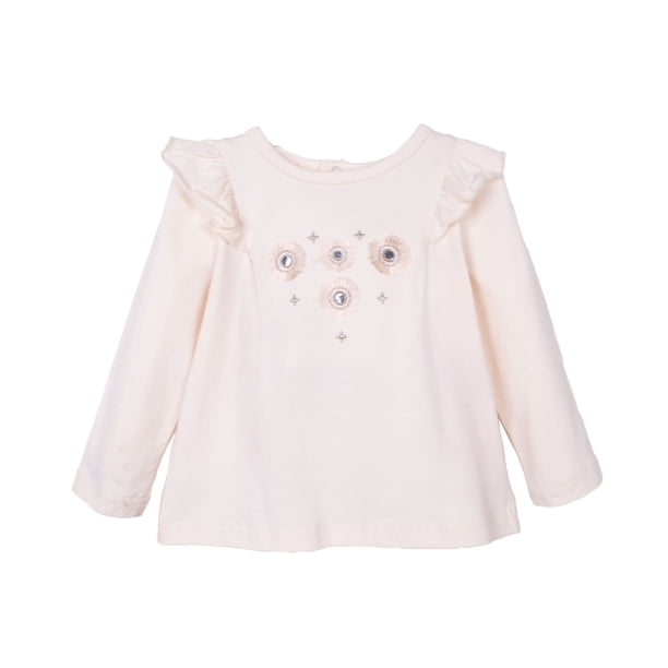 Polera Bebé Niña Manga Larga Floral Rosado Oscuro