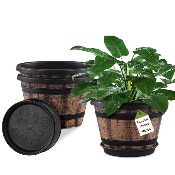 Macetas Quarut de 3 piezas, 25 cm, diseño de barril de whisky