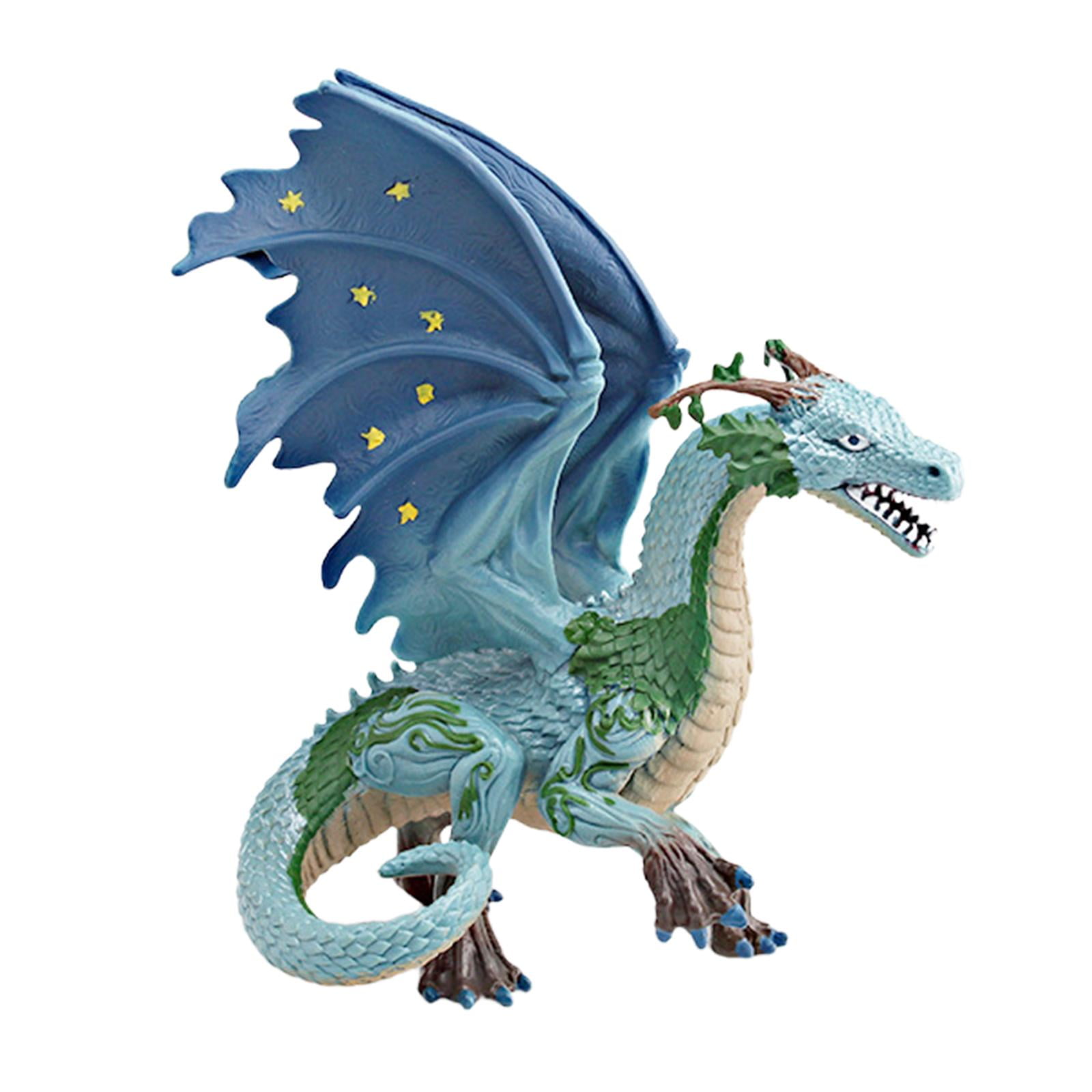 Magideal - Juguete Mítico De Dragón, Modelo De Dragón, Juguete Mítico De Pvc Y Detallado De 6,69 Pulgadas, Figura De Acción Artística Coleccionable Para N Azul