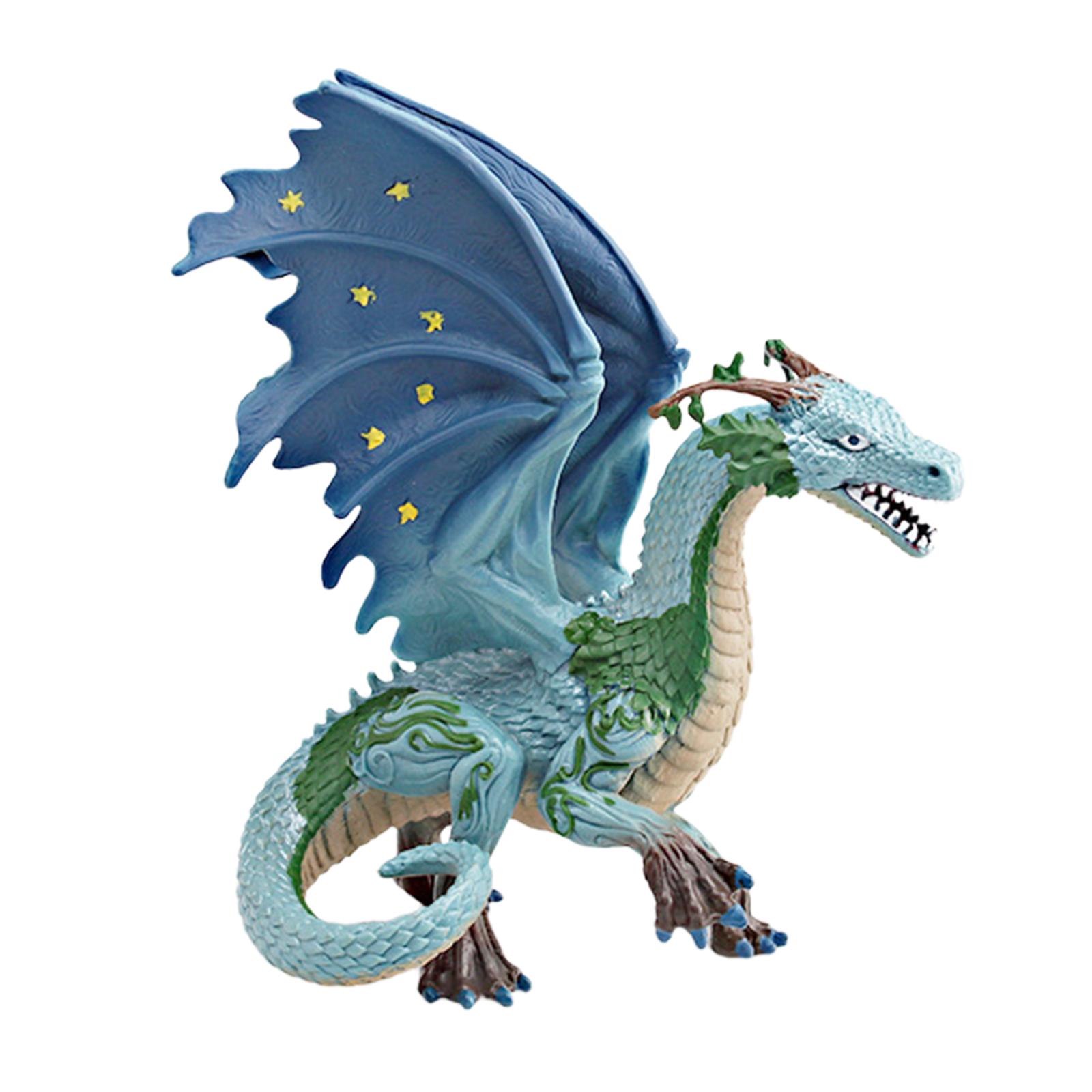 Magideal - Juguete Mítico De Dragón, Modelo De Dragón, Juguete Mítico De Pvc Y Detallado De 6,69 Pulgadas, Figura De Acción Artística Coleccionable Para N Azul